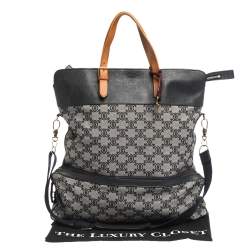 Pre Owned Celine Blue/Brown Macadam Canvas and Leather Vertical Tote