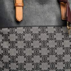 Pre Owned Celine Blue/Brown Macadam Canvas and Leather Vertical Tote