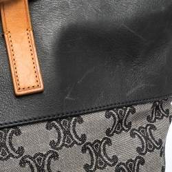 Pre Owned Celine Blue/Brown Macadam Canvas and Leather Vertical Tote