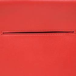 Pre Owned Celine Orange Leather Foldover Slim Clutch