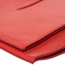 Pre Owned Celine Orange Leather Foldover Slim Clutch
