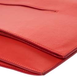 Pre Owned Celine Orange Leather Foldover Slim Clutch