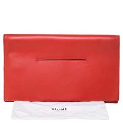 Pre Owned Celine Orange Leather Foldover Slim Clutch