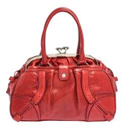 مملوكة مسبقًا Celine Red Python Clandestine Satchel