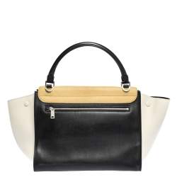 Pre Owned Celine Tri Color Nubuck and Leather Medium Trapeze Top Handle Bag