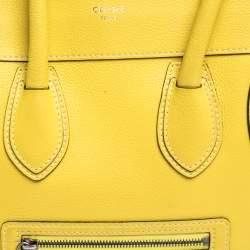 Pre Owned Celine Yellow Leather Mini Luggage Tote 