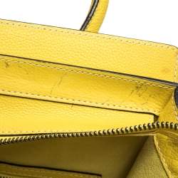 Pre Owned Celine Yellow Leather Mini Luggage Tote 