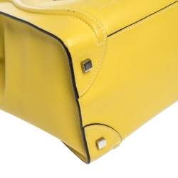 Pre Owned Celine Yellow Leather Mini Luggage Tote 