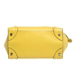 Pre Owned Celine Yellow Leather Mini Luggage Tote 