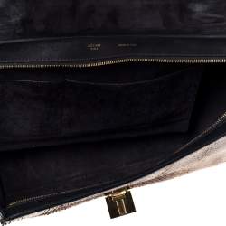 Pre Owned Celine Black/Brown Leather and Python Medium Trapeze Top Handle Bag