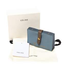 Celine Dusty Blue Grained Leather Accordeon Card Holder