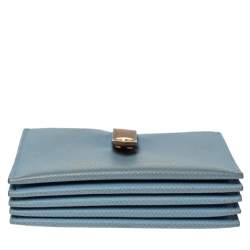 Celine Dusty Blue Grained Leather Accordeon Card Holder