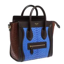 Pre Owned حقيبة سيلين نانو لاغيدج جلد و جلد ثعبان ثلاثي اللون