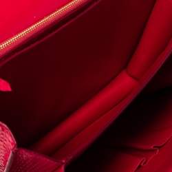 Pre Owned Celine Magenta Python Medium Classic Box Shoulder Bag