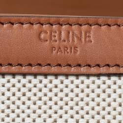 Celine Beige/Tan Canvas and Leather Triomphe Shoulder Bag