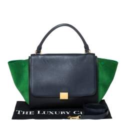 Pre Owned Celine Tri Color Leather and Suede Medium Trapeze Bag