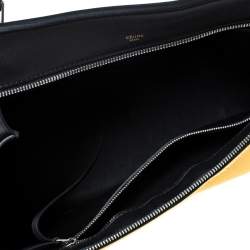 Pre Owned Celine Black/Yellow Calfhair and Leather Medium Edge Top Handle Bag