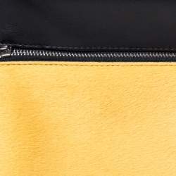 Pre Owned Celine Black/Yellow Calfhair and Leather Medium Edge Top Handle Bag