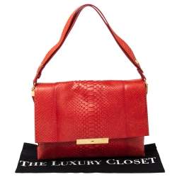 Celine Red Python Blade Flap Bag