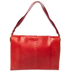 Celine Red Python Blade Flap Bag