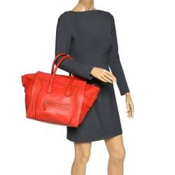 Celine Orange Leather Mini Luggage Tote