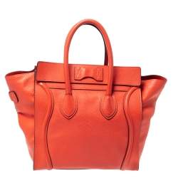 Celine Orange Leather Mini Luggage Tote