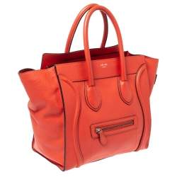 Celine Orange Leather Mini Luggage Tote