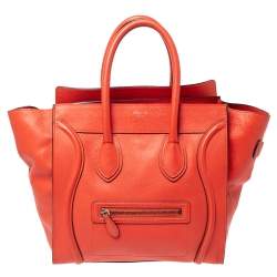 Celine Orange Leather Mini Luggage Tote