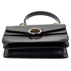 Pre Owned Celine Black Leather Vintage Flap Top Handle Bag