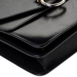 Pre Owned Celine Black Leather Vintage Flap Top Handle Bag