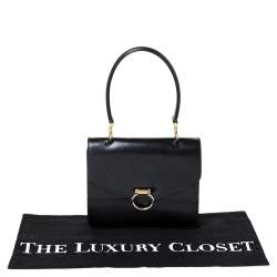 Pre Owned Celine Black Leather Vintage Flap Top Handle Bag