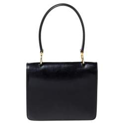 Pre Owned Celine Black Leather Vintage Flap Top Handle Bag
