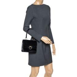 Pre Owned Celine Black Leather Vintage Flap Top Handle Bag