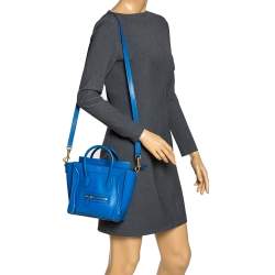 مملوكة مسبقًا Celine Blue Leather Nano Luggage Tote