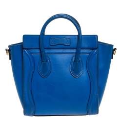 مملوكة مسبقًا Celine Blue Leather Nano Luggage Tote