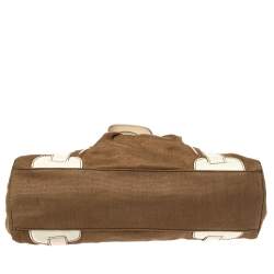 Pre Owned Celine Brown/White Canvas and Leather Boogie Tote