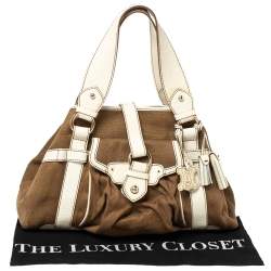 Pre Owned Celine Brown/White Canvas and Leather Boogie Tote