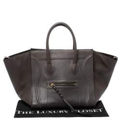 Pre Owned Celine Grey Leather Medium Phantom Luggage Tote