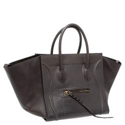 Pre Owned Celine Grey Leather Medium Phantom Luggage Tote