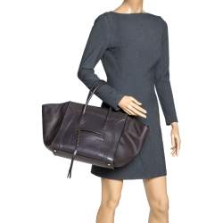 Pre Owned Celine Grey Leather Medium Phantom Luggage Tote