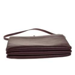 Pre Owned Celine Burgundy Leather Large Trio Crossbody Bag