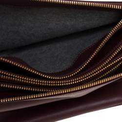 Pre Owned Celine Burgundy Leather Large Trio Crossbody Bag