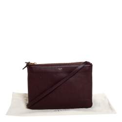 Pre Owned Celine Burgundy Leather Large Trio Crossbody Bag