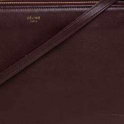 Pre Owned Celine Burgundy Leather Large Trio Crossbody Bag