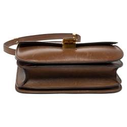 Pre Owned Celine Brown Leather Medium Classic Box Shoulder Bag