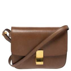 Celine - Messenger Box in Triomphe Canvas and Calfskin Leather - Brown - for Women