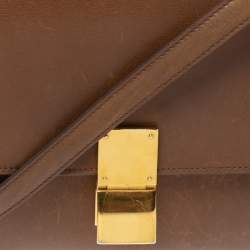 Pre Owned Celine Brown Leather Medium Classic Box Shoulder Bag