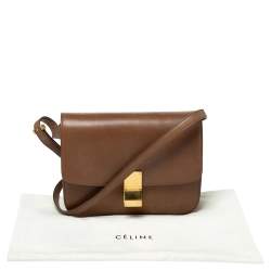 Pre Owned Celine Brown Leather Medium Classic Box Shoulder Bag