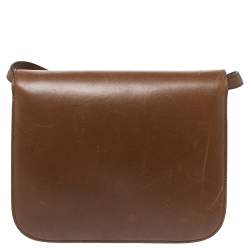 Pre Owned Celine Brown Leather Medium Classic Box Shoulder Bag