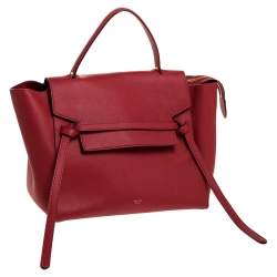 Pre Owned Celine Red Leather Belt Top Handle Bag